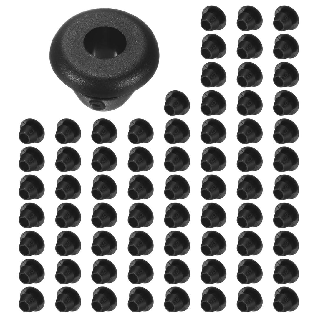 70-Pack Cable Railing Rubber Grommets, 6mm Drill Hole 4mm ID Eyelet Ring Gasket for Wiring, Wire Cable, Automotive, Metal Cable Railing Post, Car Grommet [Black]