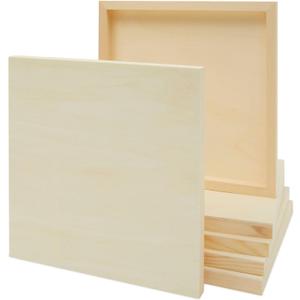 Bright Creations Wood Squares for Crafts - 12 x 12 in, 6 Pack, Unfinished Pine - Painting Panels & Cradle Boards for Art - Wood Art Panels