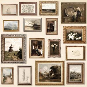 97 Decor Antique Wall Decor - 16 Pcs Vintage Wall Art Prints, Antique Pictures Landscape Painting, French Country Decoration Botanical Posters, Moody Gallery Pictures For Home Bedroom (unframed)