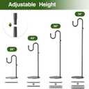 saffruff 74" Shepherds Hook Stand: Hanging Wind Chimes, Bird Feeders, Plants, Lanterns and Wreath, Adjustable Free Standing Pole Holder with Heavy Duty Base for Indoor & Outdoor, Holds Up to 20 LBS