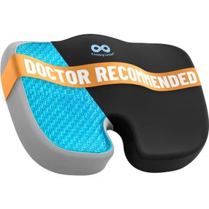 Everlasting Comfort Doctor Recommended Memory Foam Seat Cushion for Office Chairs & Car - Ergonomic Office Desk Accessories - Cushions for Tailbone Pain Relief, Sciatica (Black Cool, Large)