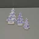 3 Pcs Chinoiserie Christmas Trees Decor Blue and White Christmas Tabletop Decorations Wood Chinoiserie Porcelain Xmas Trees Centerpiece for Table Fireplace Shelf Home Decor