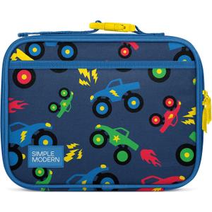Simple Modern Kids Lunch Box for School | Reusable Insulated Lunch Bag for Toddler, Girl, and Boy | Meal Containers with Exterior & Interior Pockets | Hadley Collection | Monster Truck Rally (Regular)