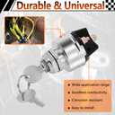 4 Position Universal Key Ignition Switch, Ignition Switch with Key Fit Car, Forklift, Trailer, Truck, Tractor and More, Starter Switch 12V Acc/Off/IGN/Start