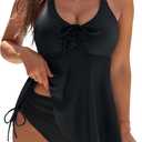 Blooming Jelly Womens Tankini Swimsuits Modest Tummy Control Bathing Suit Two Piece Swim Suit 2026 Swimwear with Bottoms (Black, L)