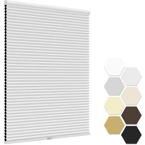 LazBlinds No Tools No Drill Cordless Cellular Shades, Blackout Honeycomb Shades Room Darkening Pleated Blinds for Window Size 30" W x 72" H, White