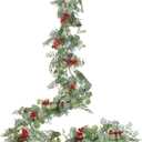 6ft Pine Christmas Garland,Artificail Red Berry Garland Christmas with Eucalyptus Leaves Cypress Garland for Home Decoration for Winter Holiday Mantel Table Decor