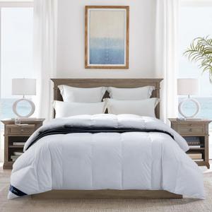 Globon Ultra-Soft Lightweight Down Feather Comforter King Size, Breathable Light Duvet Insert for Hot Sleeper/Warm Weather, Noiseless Shell,700 Fill Power with Corner Tabs, White