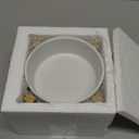 Elevated Ceramic Cat Bowl - Cat Food Bowl with Bamboo Stand - Raised Dog Dish for Puppies - Anti Vomiting, Stress Free - 13.5 oz / 400 ml - White (Small)