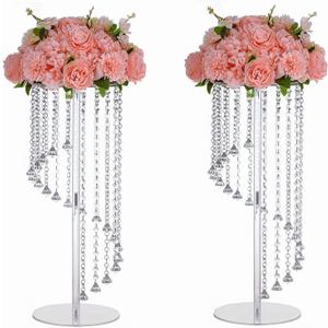 Wedding Centerpieces Decoration Flower Vase, Elegant Acrylic Crystal Stand -2 Pcs 23.6inch High Party Tables Decorations, Dining Table Chandelier Centerpiece Stands