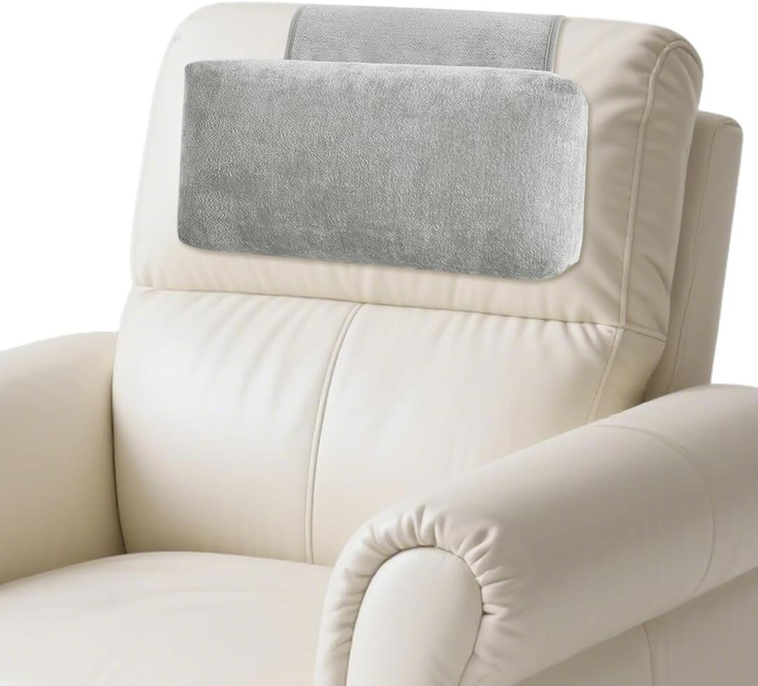 kisswish Chenille Neck Pillow for Sofa - Adjustable Headrest, Non-Slip Neck Support Cushion for Pain Relief, Comfortable Chair Pillow, Grey