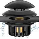 2 in 1 Tub Stopper Bathtub Drain Hair Catcher with Dual Filtration Design, Anti-Clogging Bathtub Drain Plug Bath Tub Stoppers for 1.45-1.8" Drain Shoe, Black