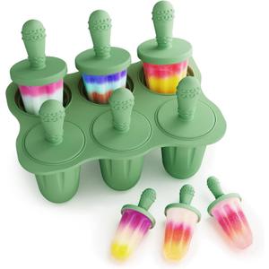 Silicone Popsicle Molds for Toddlers, 6-Cavity x 2oz Food-Grade Ice Pop Mold, Reusable DIY Fresh Fruitsicle Frozen Treats Maker 