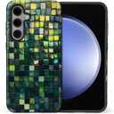 for Samsung Galaxy S25 FE Case for Women Girl Men Boy, Shockproof Soft Silicone & Hard PC Shell Protective Case for Samsung Galaxy S25 FE - Green Tone Glass Mosaic Tile