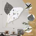 18x27 inch Large Modern Feather Leaf Shape Wall Clock for Living Room Decor, White Unique Silent Decorative Art Clock for Home Bedroom Office Dining Kitchen