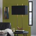 Signature Design by Ashley Malana 33" Contemporary Metal Table Lamp with Marble Base, Black & Brass