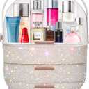 Teen Girls Gift Makeup Organizer, Skincare & Jewelry Storage, Cosmetics Display Case, Makeup Holder, Bathroom Organizer (Bling Rhinestone)