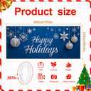 Christmas Garage Door Banner 7x16 ft  Happy Holidays with Snowflakes and Ornaments  Festive Outdoor Decoration for Garage, Yard, and Front Door  Waterproof, Easy to Hang (70)