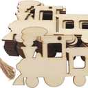 30 Pack 4 Inch Unfinished Wood Train Cutouts Crafts Wooden Train to Paint Train Shape Cutouts Paint Wooden Cars Hanging Ornaments DIY Gift Tags for Home Party Decoration Craft Project