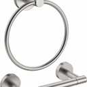 Brushed Toilet Paper Holder & Towel Ring SUS304 Stainless Steel 2pc Bathroom Hardware Set with Double Post Pivoting Toilet Paper Roll Holder Wall Mount & Bathroom Towel Holder Set