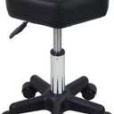 FURWOO Hexagon Rolling Stool Height Adjustable Stool with Wheels for Spa Salon Massage Black