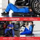 Mechanic Creeper 40inches 3-in-1 Z Seat 480lbs Capacity, Foldable Garage Chair Adjustable Rolling Black with 6pcs Wheels Roller, Lay Down Sit Lean Back, Under Car Shop Auto Repair, Man Gift