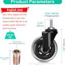 Hirate 3" Office Chair Casters Wheel with 5/16"-18UNC Threaded Stem Mute Gaming Chairs Casters Replacement Safe for Hardwood Tile Floors, Set of 5 with Screw Inserts