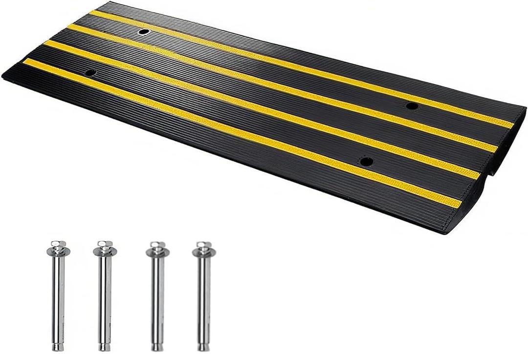 3 Packs 48" Car Driveway Rubber Curb Ramps, Heavy Duty Driveway Gutter Slope Ramp, Low Profile Design for Cars, Water Channel for Drainage, Curbside Bridge Ramp for Loading Dock Garage Sidewalk