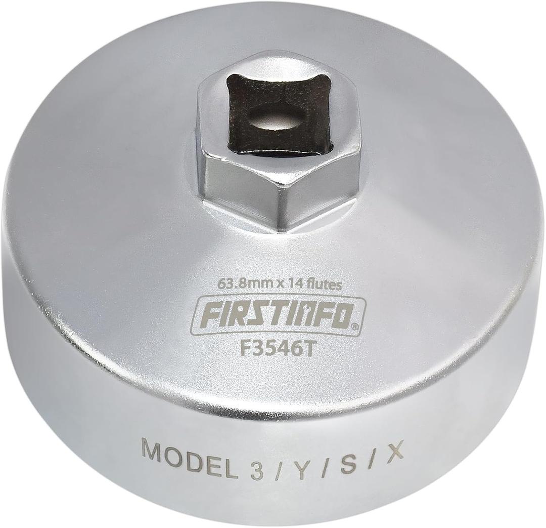 FIRSTINFO F3546T 1/2" Drive 63.8mm 14 Flutes Oil Filter Wrench, Compatible with Tesla