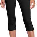 Hybrid & Company Womens Super Comfy Stretch Pull On Millennium Twill Capri Shorts, Black, XL