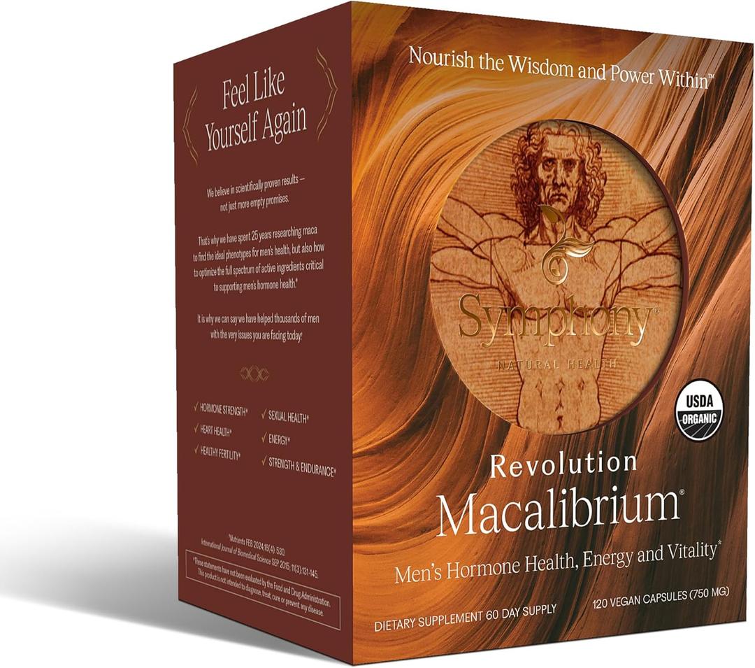 Revolution Macalibrium - Natural Concentrated Gelatinized Maca Supplement to Support Men's Hormone Health, Energy, Strength, Power, and Reproductive Health -120 Vegan Capsules (60 Day Supply)