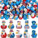 80Pcs Patriotic Mini Ducks 5 Style Resin Duck Figurines 4th of July Tiny Duck Decorations with USA ,Bald Eagle and 250th Anniversary Designs for Independence Party Gifts Desk Decor and DIY Crafts