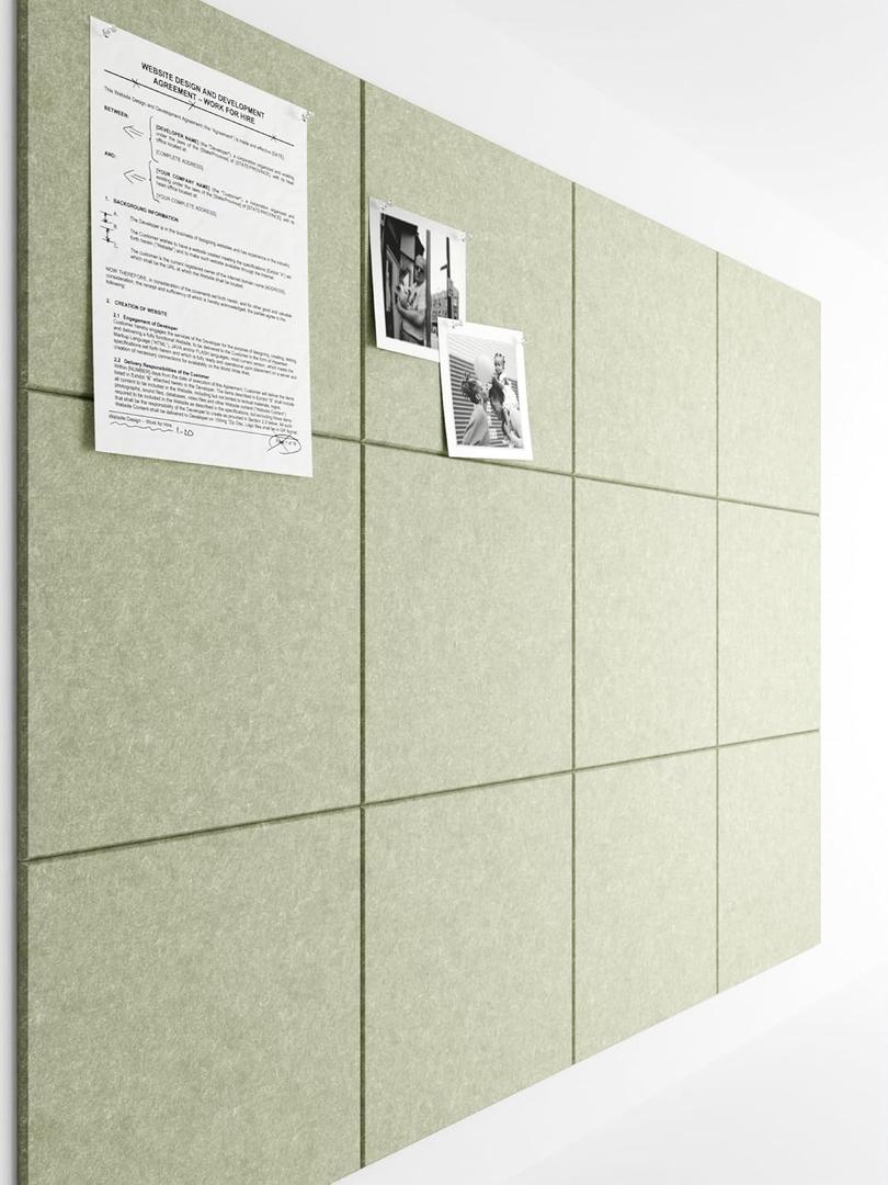 Bumusty Large Cork Board 47"x35" Alternative - 12 Pack Felt Wall Tiles with 70 Safe Removable Adhesive Tabs, 30 Pushpins, Cork Boards for Walls Pin Board Bulletin Board Office Decor (Sage)