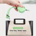 GLOGO 3 in 1 Retractable Charging Cable [3A,3FT] Multi USB Cable Fast Charger Cord for Phone, Samsung, iPad, Tablets, Switch and More - Green