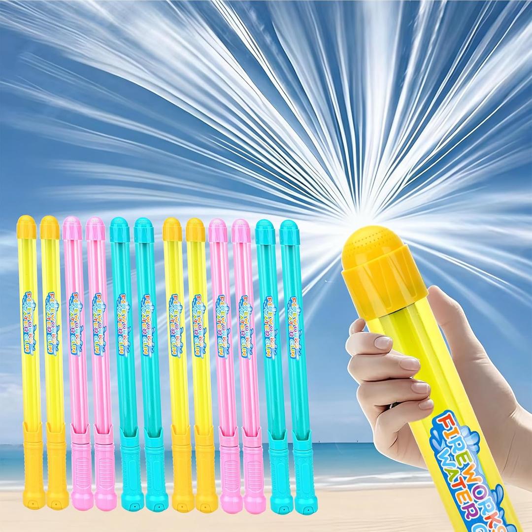 12Packs Creativity Fireworks Water Gun,Sprays Water in a Firework-Like Pattern, Squirt Gun for Kids, Bulk Samll Water Blaster Summer Pool, Backyard, Beach Water Game Outdoor Toys (12Bundles)