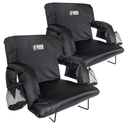 BRAWNTIDE Stadium Seat with Back Support - Comfy Cushion, Thick Padding, 2 Steel Bleacher Hooks, 4 Pockets, 2 Cup Holders, Reclining Back, Ideal Chair for Sport Events, Beaches, Camping, Concerts