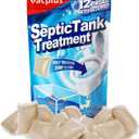 Vacplus Septic Tank Treatment 12 Pcs for 1-Year Supply, Dissolvable Packs with Easy Operation, Durable Biodegradable Enzymes for Wastes, Greases & Odors, Brown, 3x Efficiency