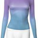 Hafailia Long Sleeve Shirts for Women - Casual Y2K Basic Tops Crewneck Slim Fit Tshirt Tees Purple Gray XS (Purple, XS)