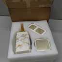 4 Piece Bathroom Accessories Set - White Bathroom Accessory Sets Includes Lotion Dispenser, Toothbrush Holder Tumbler, and Soap Dish - Glossy Finish (Marble, White)