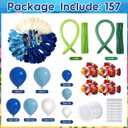 Gejoy 157 Pcs Under The Sea Balloon Decor Kit Ocean Party Baby Shower Decorations, Latex Blue Clear Bubble Green Orange Balloons Aluminum Clownfish for Under Sea Birthday Wedding Stage Party Supplies