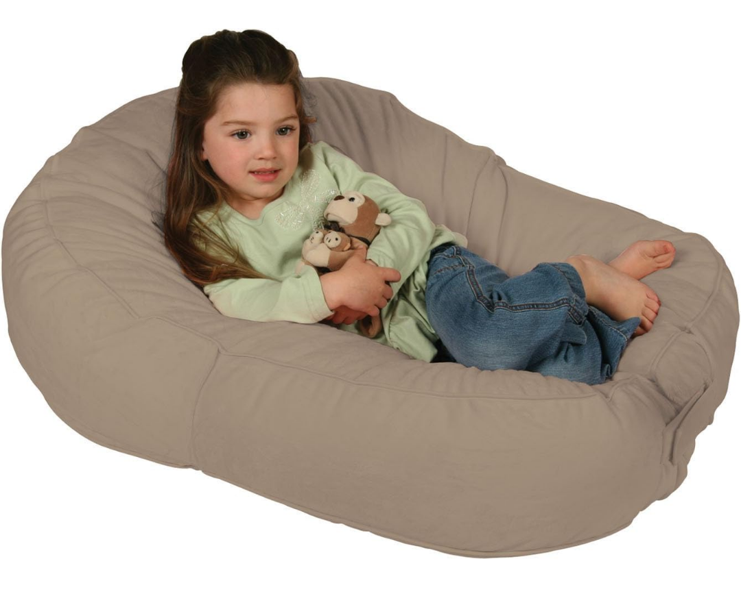 Leachco Pillay Plush Sling-Style Lounger, Latte