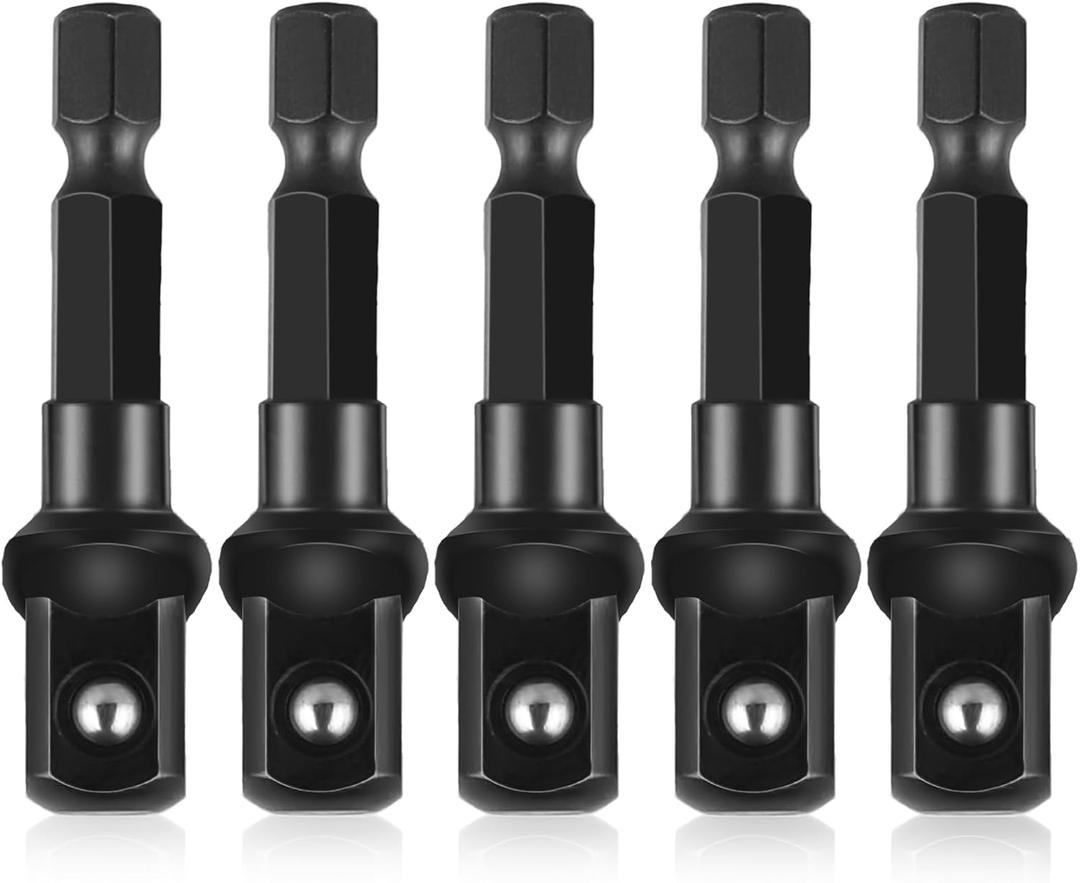3/8 Adapter For Impact Driver 5pcs Black Drill Socket Adapter 1/4 Inch To 3/8 Socket Adapter Kit Square Socket Bit Adapter For Impact Driver Automotive Diy Extension Socket Driver Bits (3/8x50mm)