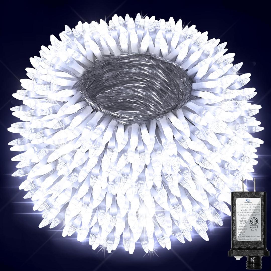 1500 LED 470FT Christmas Lights Outdoor, Christmas String Fairy Lights with Timer & Memory, Waterproof 12 Modes Dimmable Twinkle Tree Lights for Home Patio Wedding Party Yard Xmas Decor, Cool White