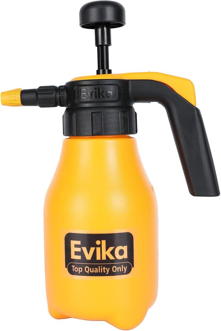 EVIKA 0.26 Gallon Handheld Garden Pump Sprayer, Hand Pump Pressure Sprayer with Adjustable Nozzle, Water Sprayer for Plants, Lawn and Garden, 1/4 Gallon Yellow Weed Sprayer