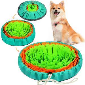 Vivifying Snuffle Mat for Dogs, Interactive Dog Enrichment Toys for Boredom and Mental Stimulation, Adjustable Puzzle Toys Sniff Mat for Slow Eating and Stress Relief (Green & Orange)