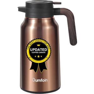 Carafes for Hot Liquids 70 oz - 12 Hour Hot Stainless Steel Thermal Coffee Carafe-Insulated Coffee Carafes For Keeping Hot/Cold Coffee, Tea, Water, Drink Dispenser for Parties(Gold) (67.6 Ounces)