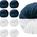 SUNTQ 8 Pack Assorted Yarn - Bulky Chenille Fluffy for Crocheting, Knitting & Arm Knitting - 4 Navy Blue, 4 White (32 yds, 8.8 oz Each)