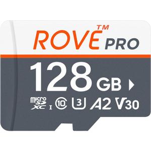 ROVE PRO Micro SD Card microSDXC 128GB Memory Card with Full-Size SD Adapter 100MB/s Read Speed, C10, U3, V30, 4K, A2 for Dash Cam, Android Smart Phones, Tablets, Games