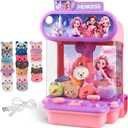 Claw Machine for Kids,Mini Vending Machines Girls Princess Toys,Candy Grabber Prize Dispenser Toys for Girls, Electronic Arcade Game with 20 Mini Plush Toys for Party Chrismas Birthday Gifts
