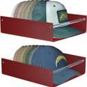 FEMELI 2 Packs Hat Organizer for Baseball, Each Acrylic Hat Racks Organizer Fit 10 Caps, Sturdy Wall Mount Holder for Men Baseball Cap Storage (Brown)